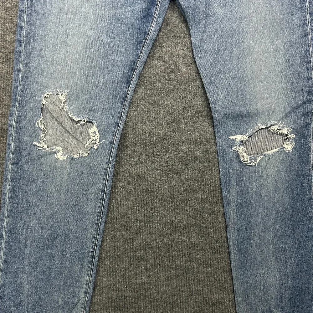 Levi's 501 Jeans Men's‎ Blue Denim Destroyed Ripped Straight Button Fly - 35X33